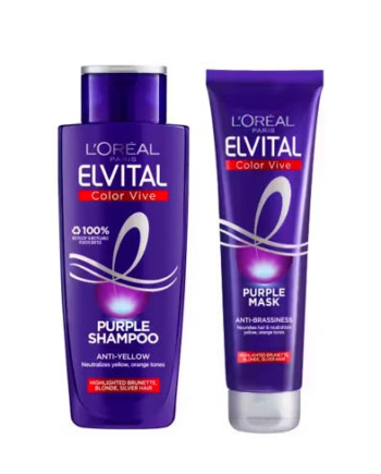 Lilla Amp Oral Paris Elvital Color Vive Purple Shampoo & Mask 200 150 - Hairtime  - 3600523682751