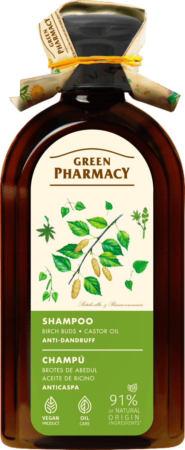 Grøn Green Pharmacy Shampoo Anti Dandruff Birch Buds & Castor Oil 350 - Green Pharmacy Hairtime - 4823015934353