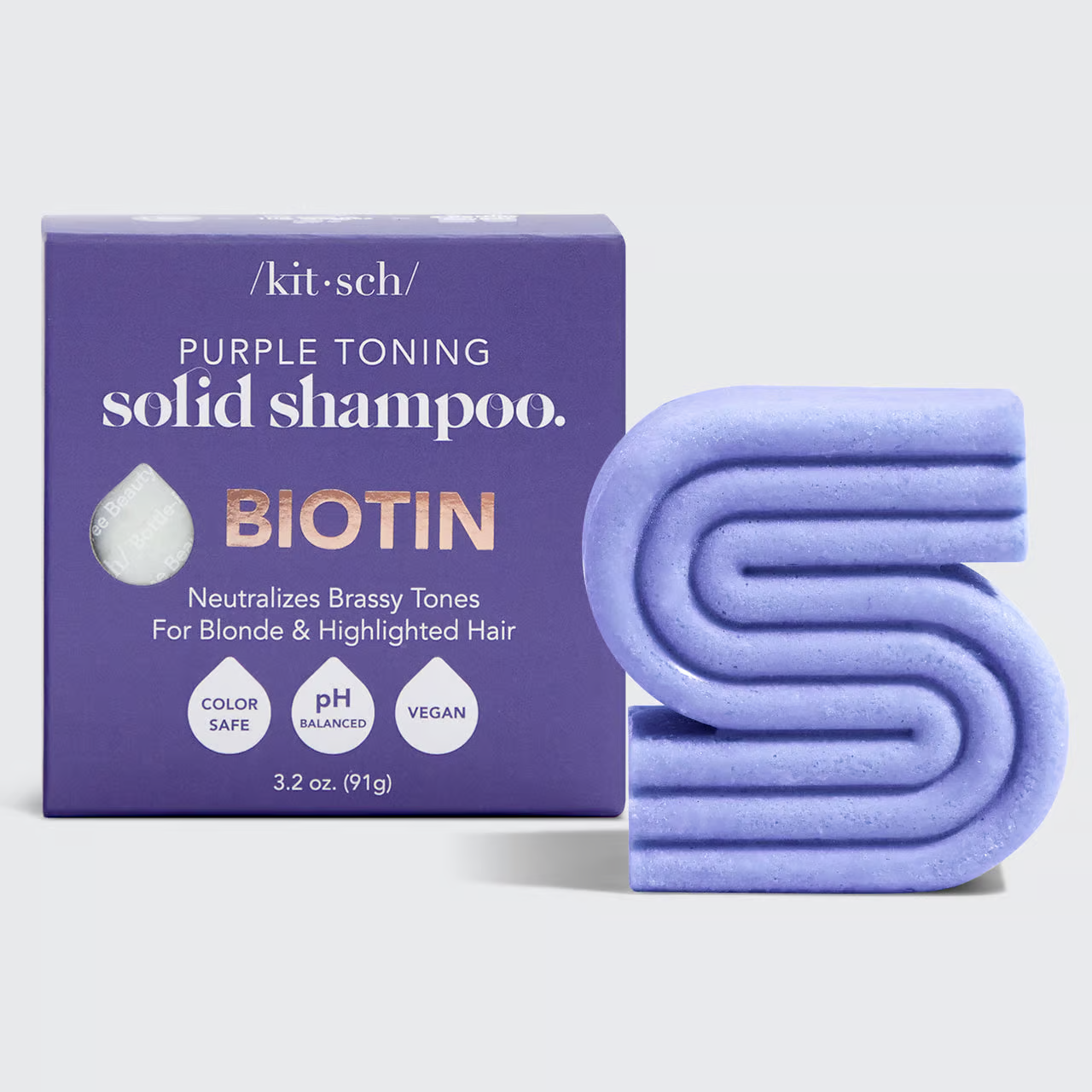 Lilla Kitsch Biotin Purple Toning Shampoo Bar Til Blondt GrÅt & Farvet HÅr Shampoo Bar Kitsch Studiobuus - Kitsch Hairtime - 819677029838