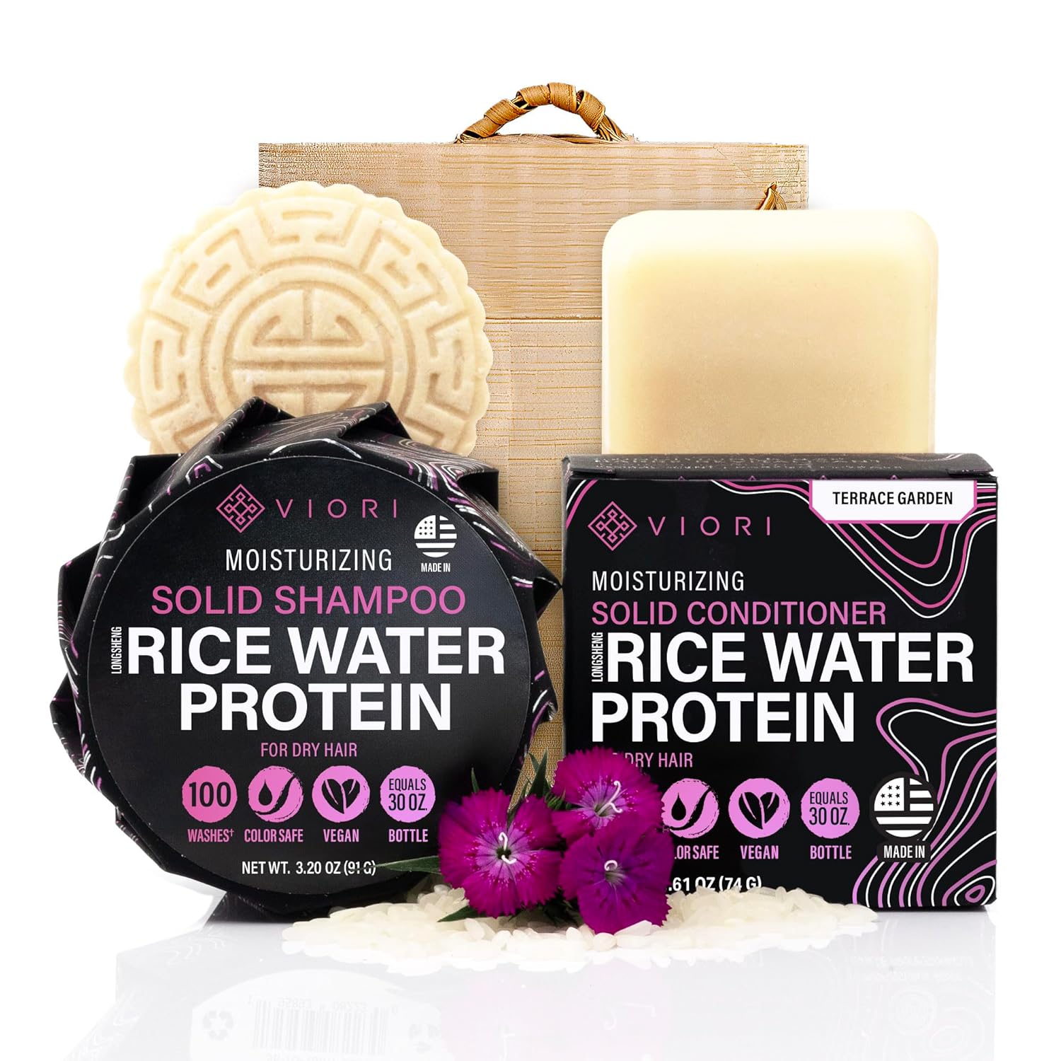 Viori Shampoo & Conditioner Bambusbox SÆt Rice Water & Terrace Garden Shampoo Bar Viori Studiobuus - Viori Hairtime  - 195893018826